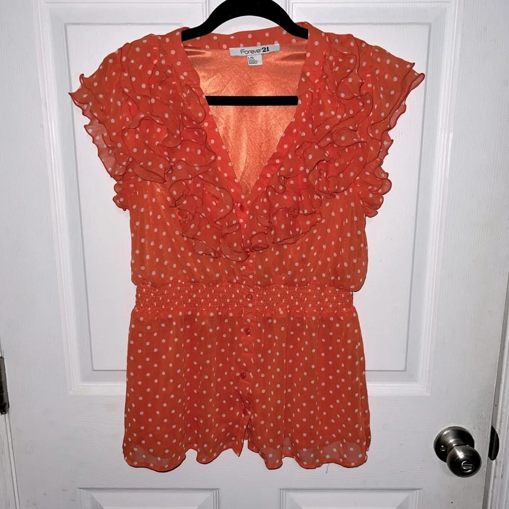 Button up ruffle blouse - Picture 1 of 4